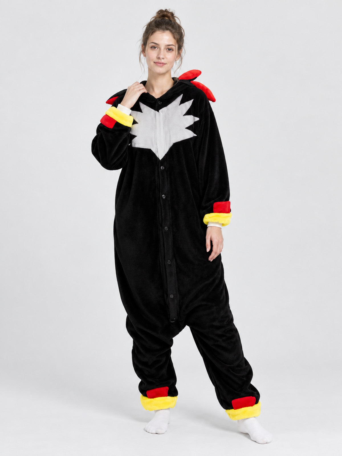 Black Pajama Jumpsuit with Dragon Print
