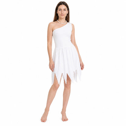 White Asymmetrical Wilma Cosplay Dress Costume Dresses detail