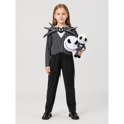Black-and-White Striped Skeleton Costume with Mask Costume Masks detail