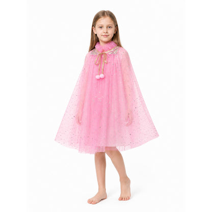 Children's Pink Cape with Stars and Sequins Costume Capes detail
