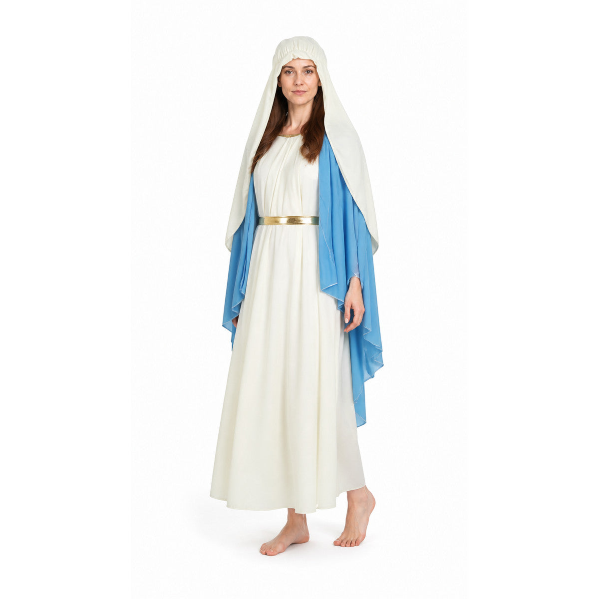 Hooded Robe with a Blue Cape and Gold Belt Costume Capes detail