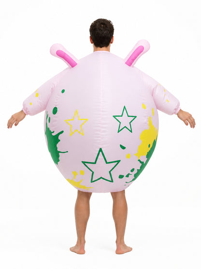 Inflatable One-Piece Rabbit Costume with Ears and Stars back view
