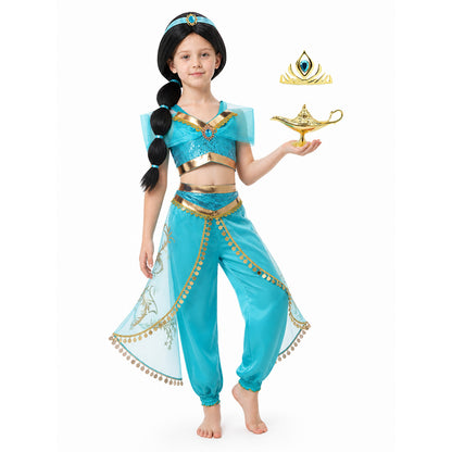 Jasmine Children's Carnival Costume with Crown and Wig Costume Wigs detail