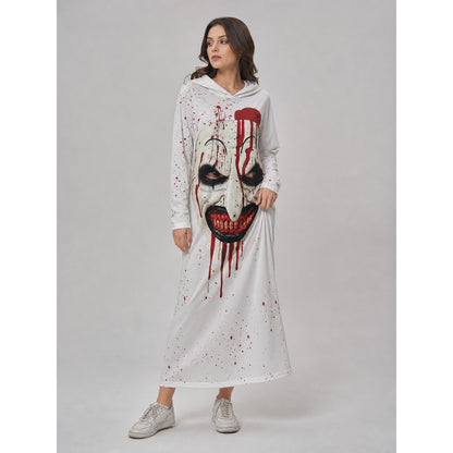 Hooded Clown Mask, Bloody Halloween Makeup lifestyle
