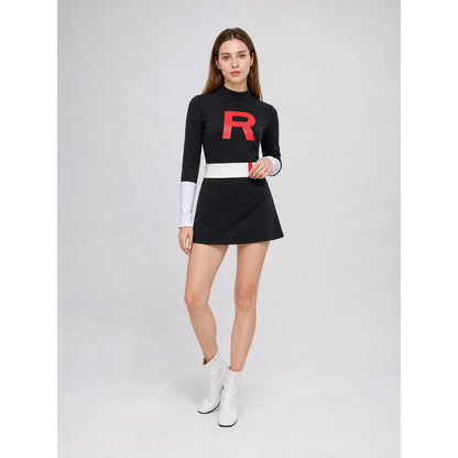 Kojiro Cosplay Dress, Black with Red Letter R