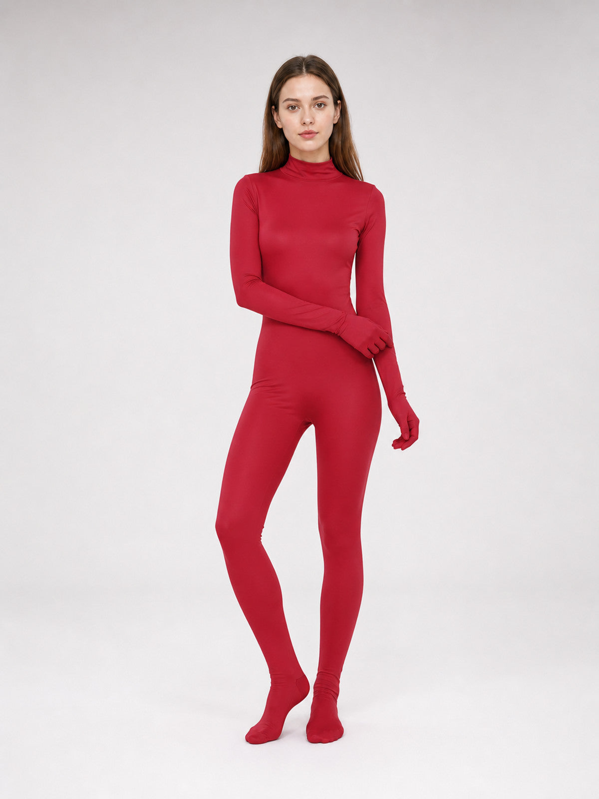 Burgundy Morphsuit Carnival Costume with Hood
