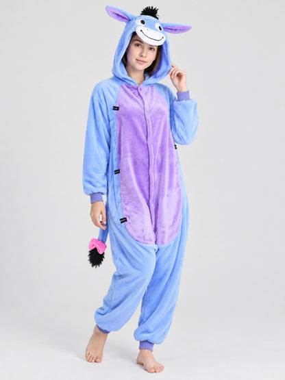 Flannel Kigurumi Pajama with Hood and Bow-Tailed