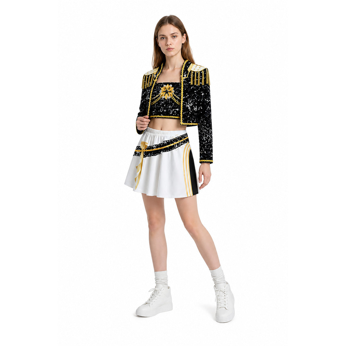 Sequin Stage Costume with Jacket, Top, and Skirt Costumes detail