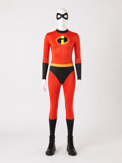 Kids' Red Black Superhero Jumpsuit with Yellow Belt, Halloween Costume