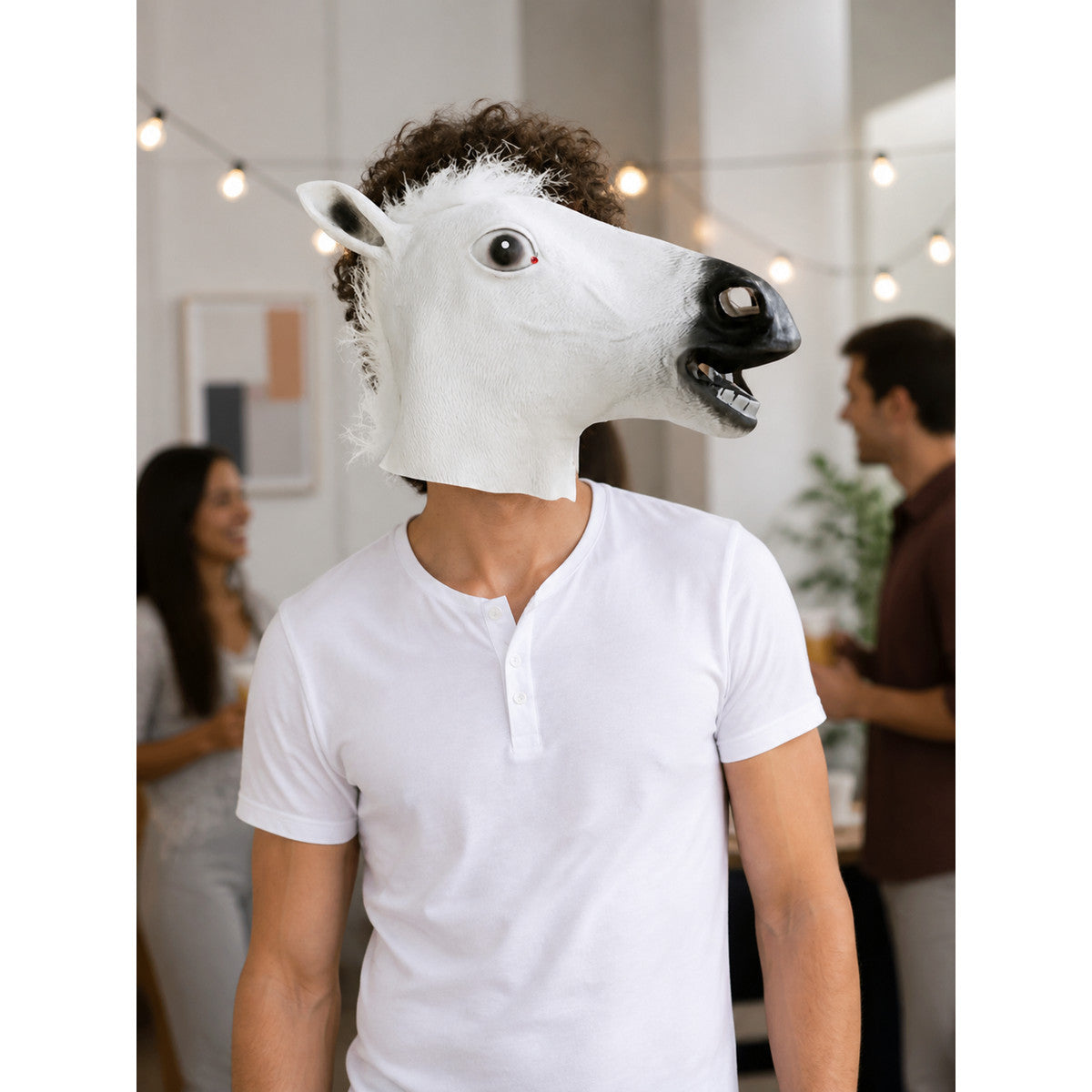 White Horse Head Carnival Mask for Halloween and Cosplay lifestyle view