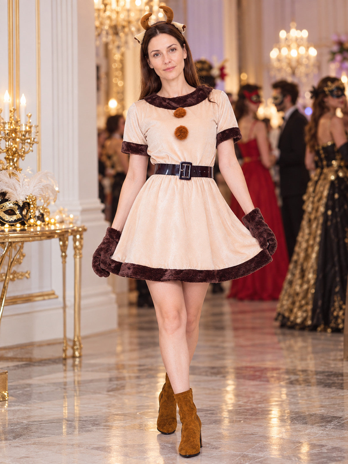 Christmas Costume Dress with Pom-Poms lifestyle view