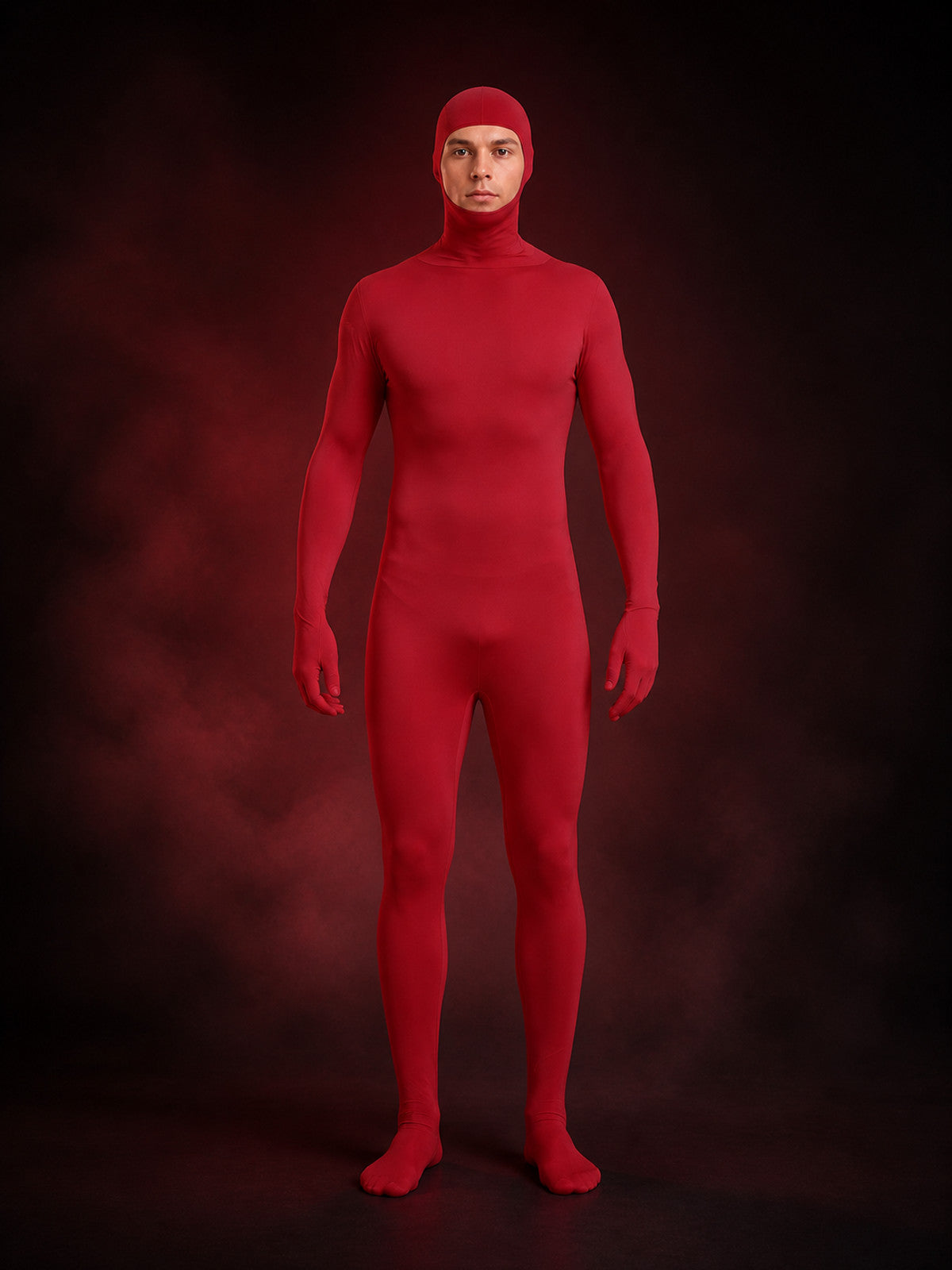 Kids Wine Red Zentai Jumpsuit Halloween Cosplay Costume, Stretch Full-Body main product view