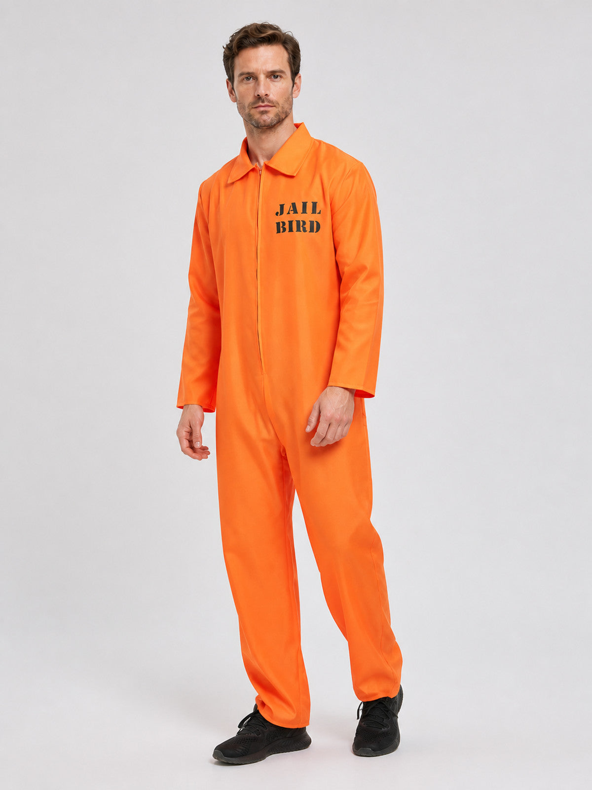 Orange Prisoner Jumpsuit with "Jail Bird" Lettering
