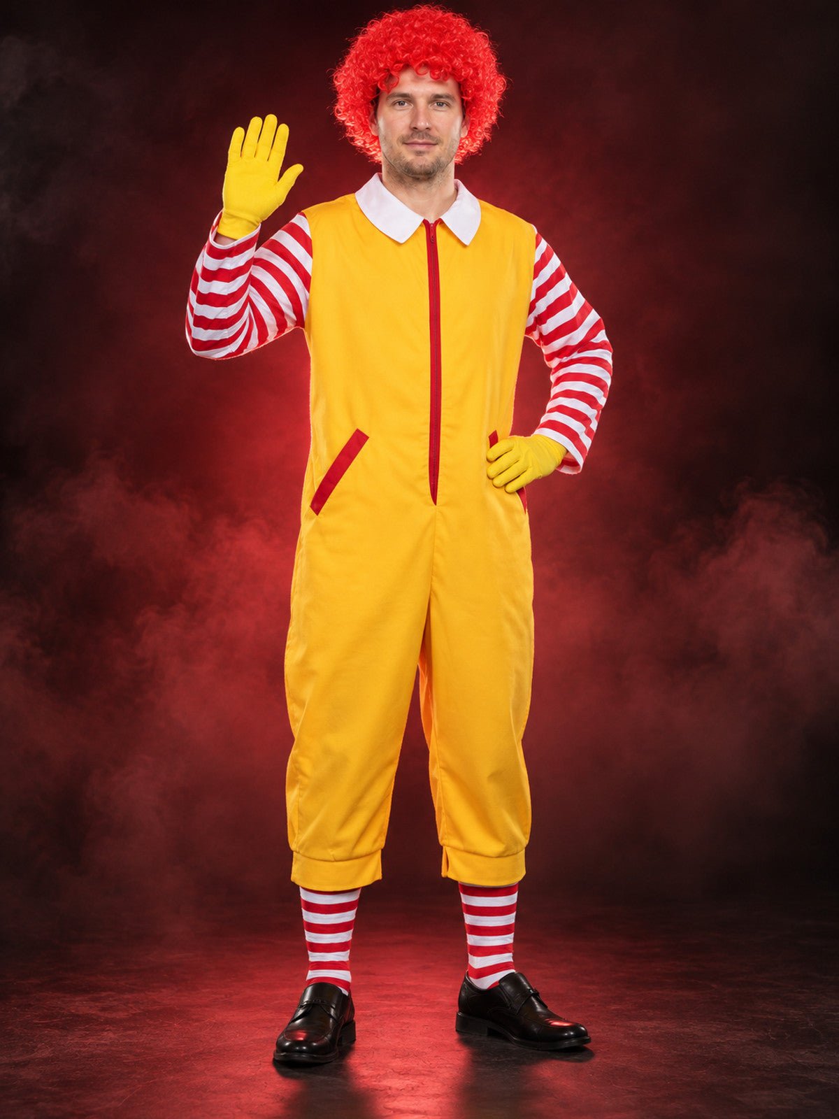Clown Costume for Kids and Adults, Yellow with White Collar
