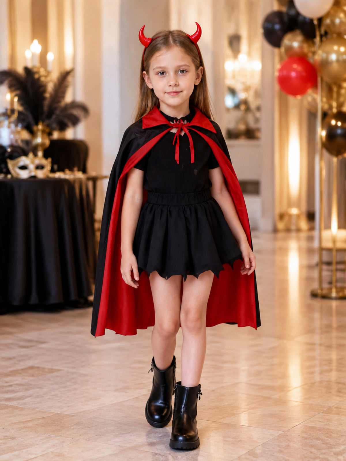 Vampire Costume with Cape and Horns lifestyle view
