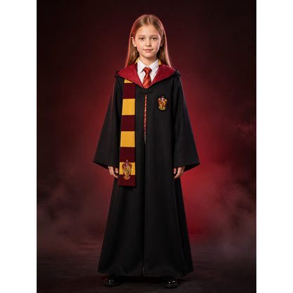 Gryffindor Wizard Costume Set with Hooded Robe, Tie and Scarf main product view