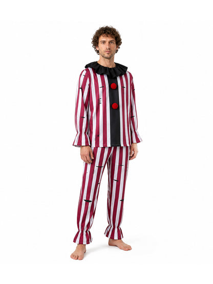 Red-and-White Striped Clown Costume, 2-Piece