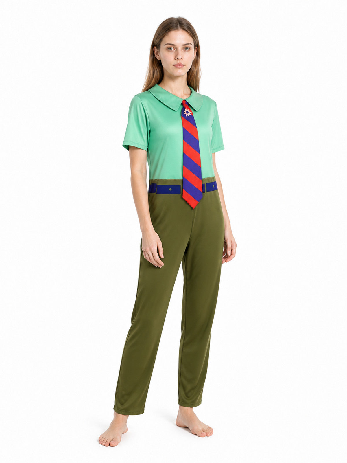 Cosplay Character Jumpsuit with Tie and Belt
