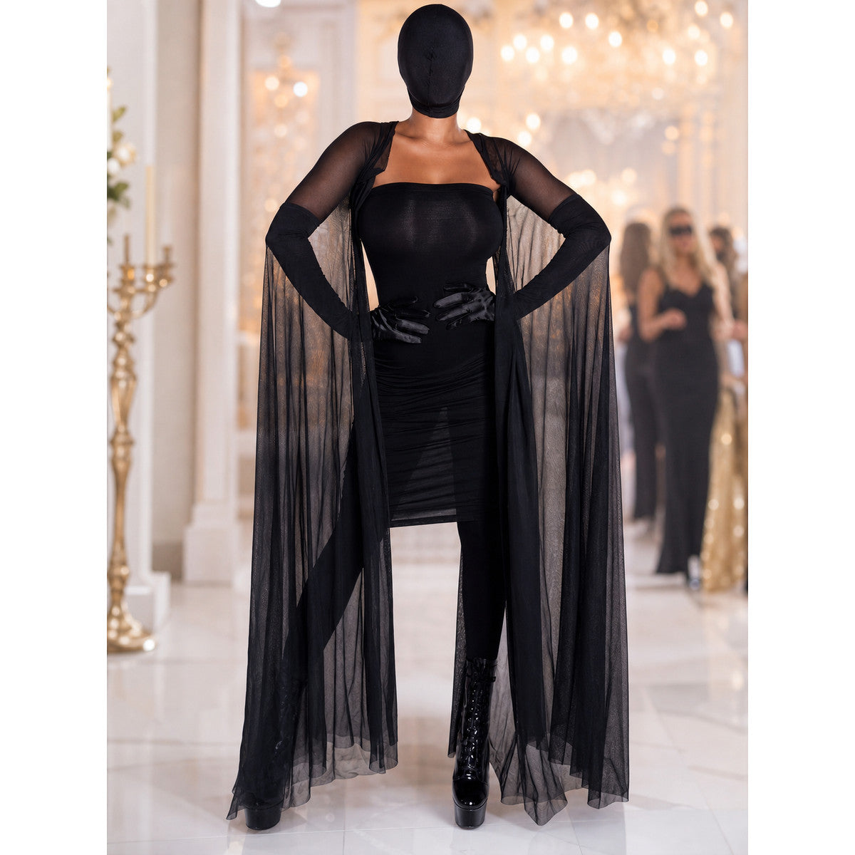 Black Gothic Vampire Costume with Cape