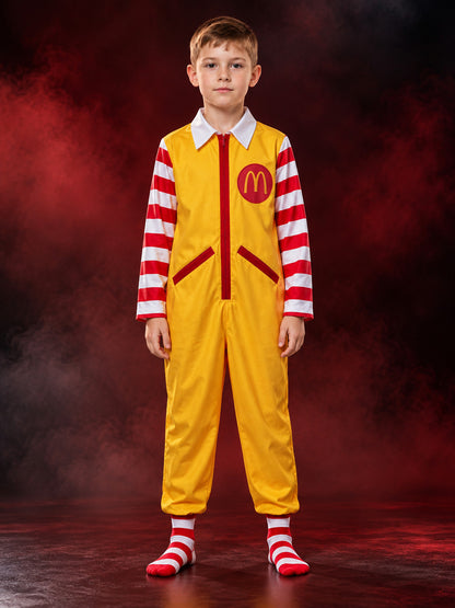 Yellow Clown Costume for Cosplay with Red and White Socks