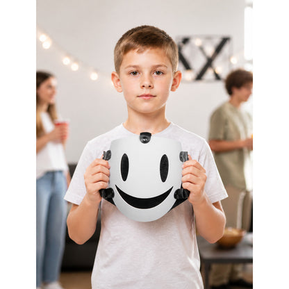 White Smiling Carnival Mask for Halloween and Cosplay lifestyle view