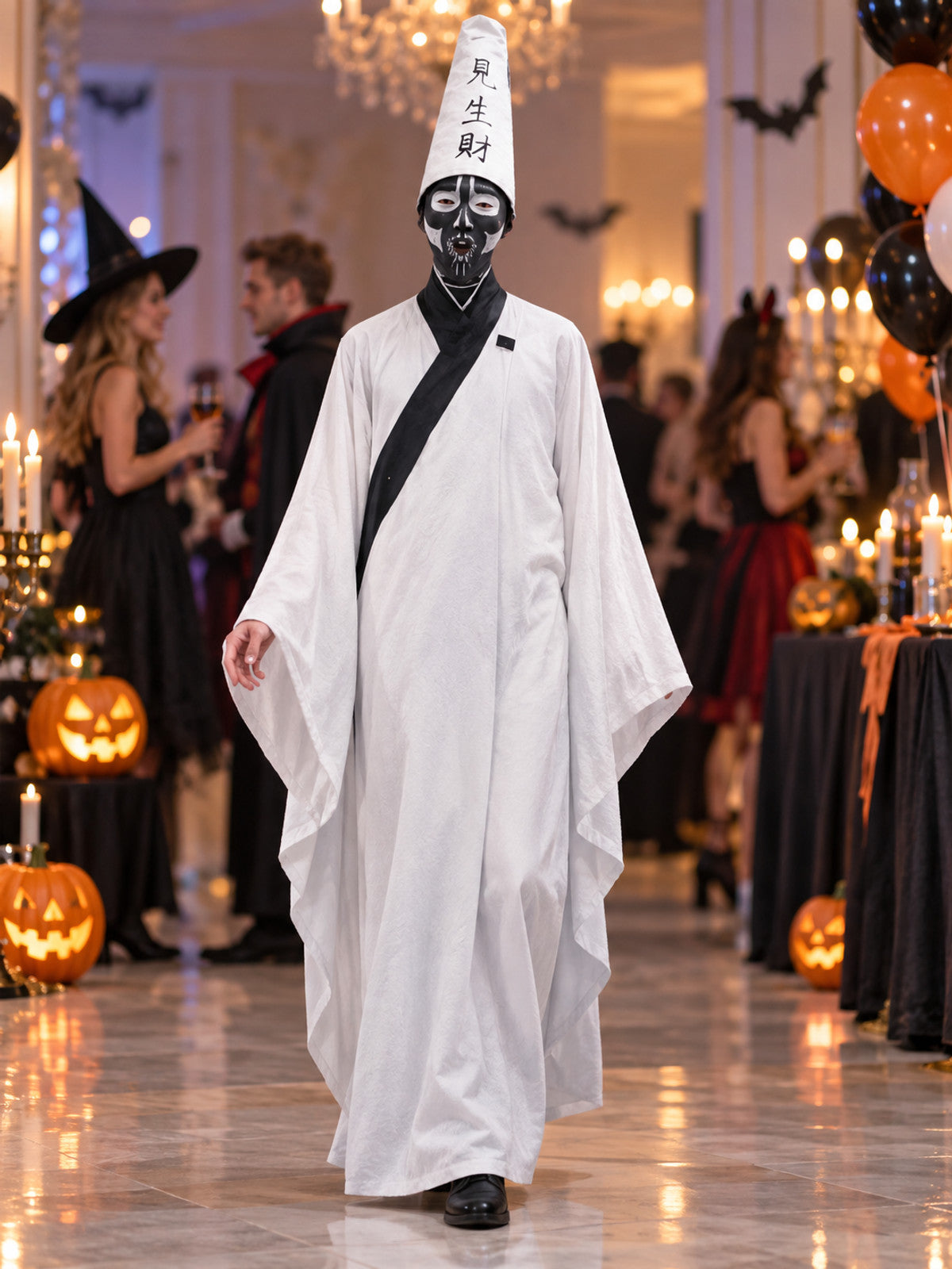 Adult Halloween Carnival Costume with Cone Hat