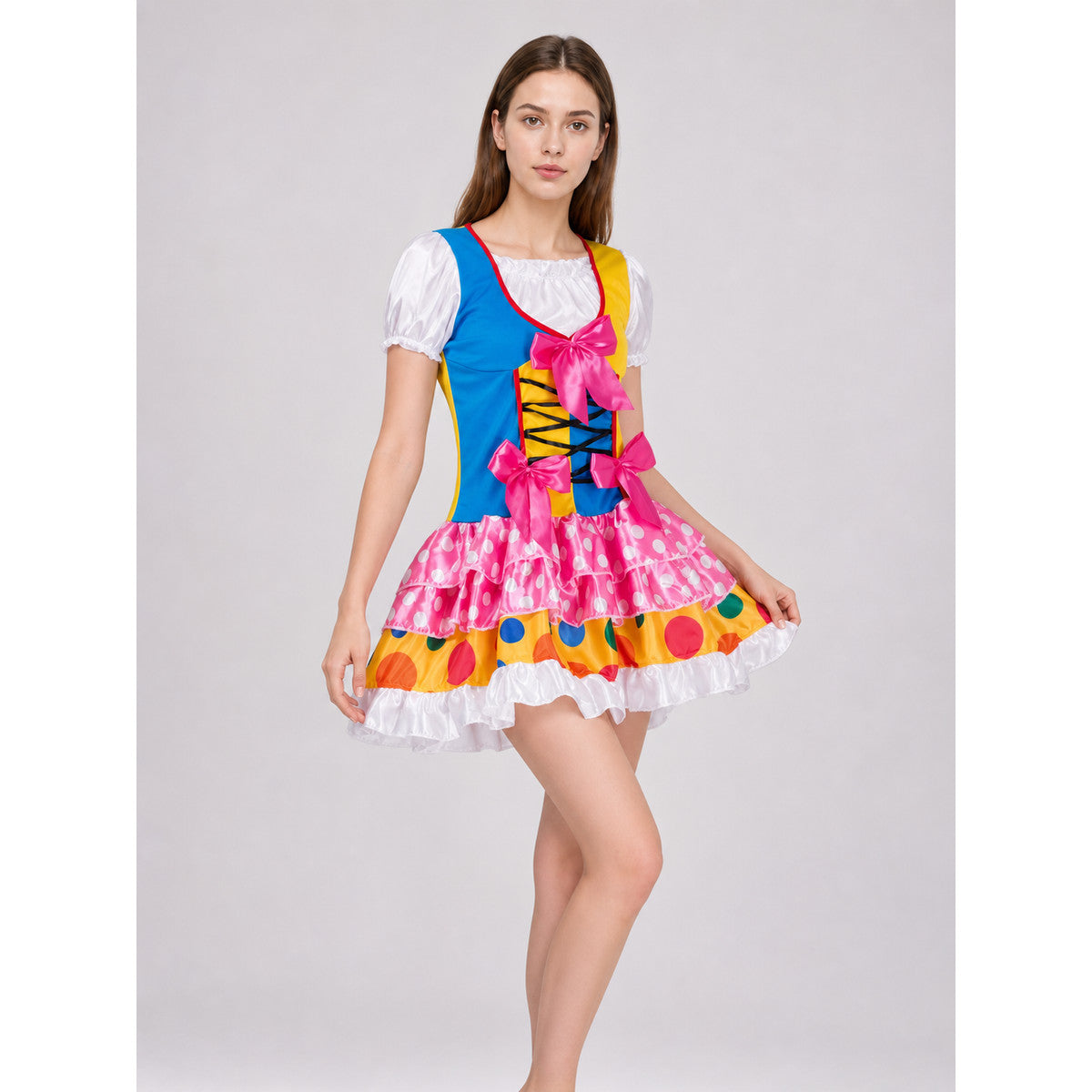 Clown Costume Dress with Ruffles and Bows