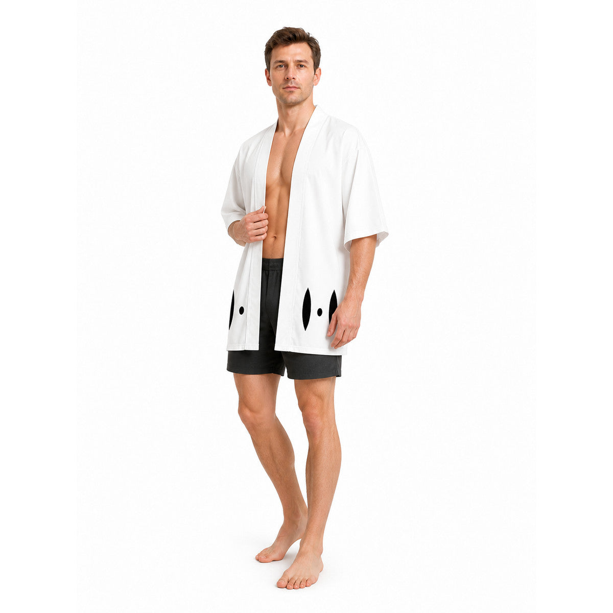 White Cosplay Costume with Black Pattern, Short Sleeves Costumes detail