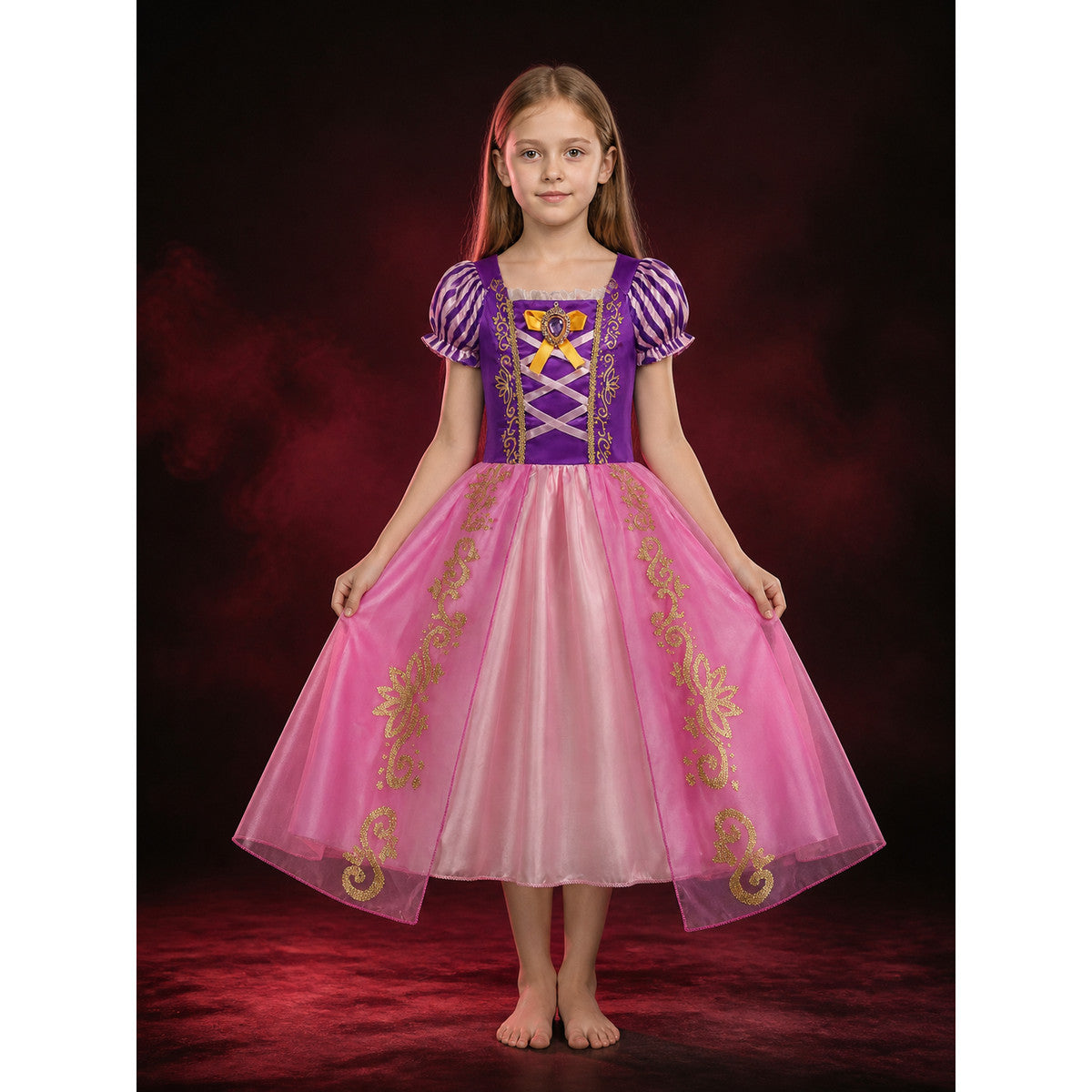 Girls Princess Costume Dress With Purple Bodice And Puffy Pink Skirt - Halloween main product view