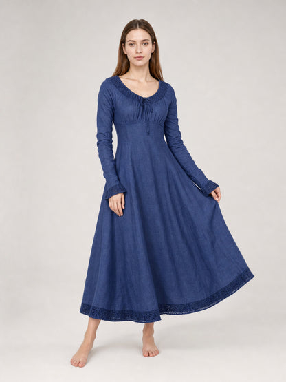 Vintage Long Dress with Long Sleeves Costume Dresses detail