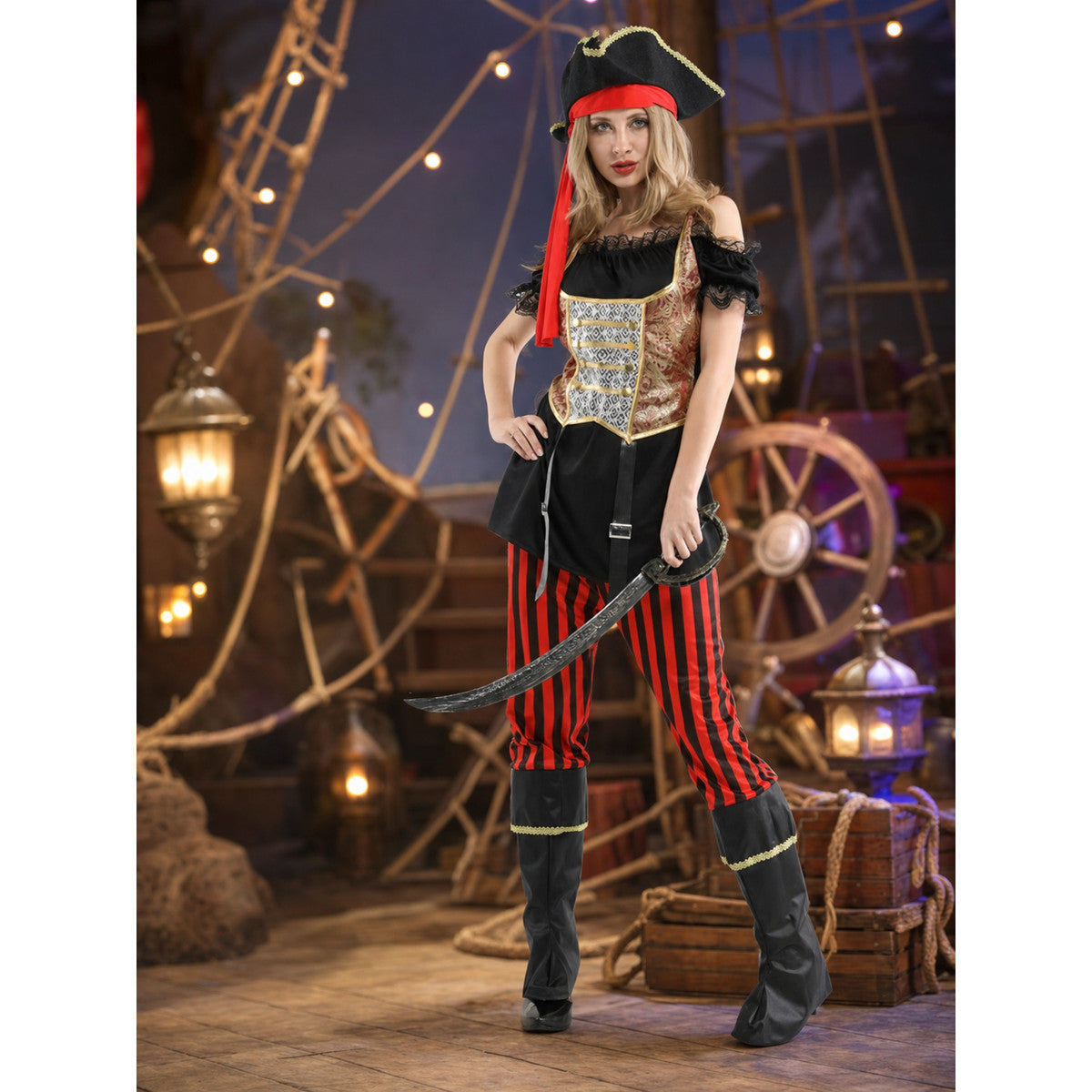 Pirate Costume with Hat for Halloween lifestyle view