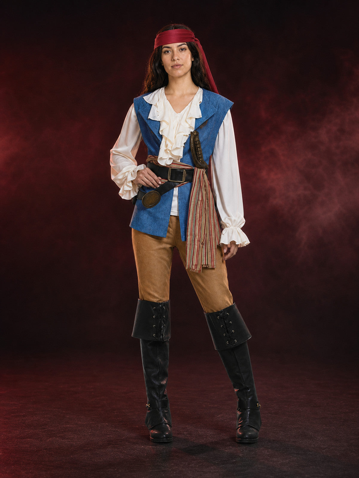 Adult Pirate Costume Set with Vest, Shirt, Pants, Headpiece and Boot Covers main product view