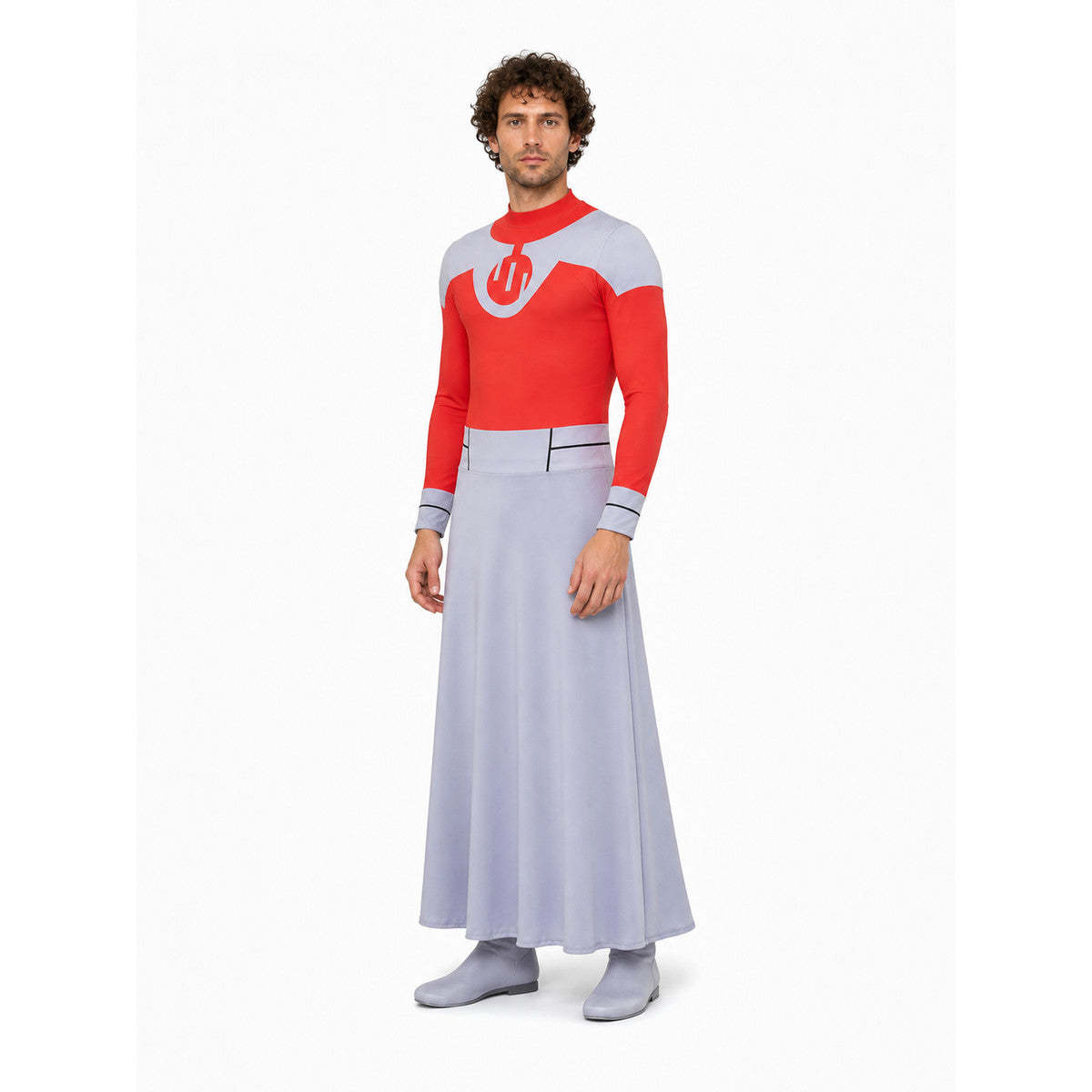 Red and Gray Cosplay Jumpsuit Costume lifestyle