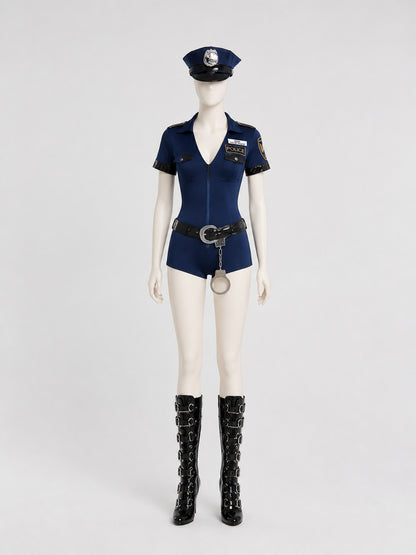 Police Cosplay Costume, Blue Jumpsuit Costumes detail