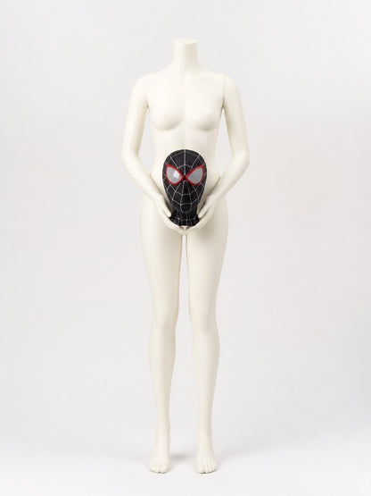 Black carnival mask with a red-and-white pattern lifestyle view