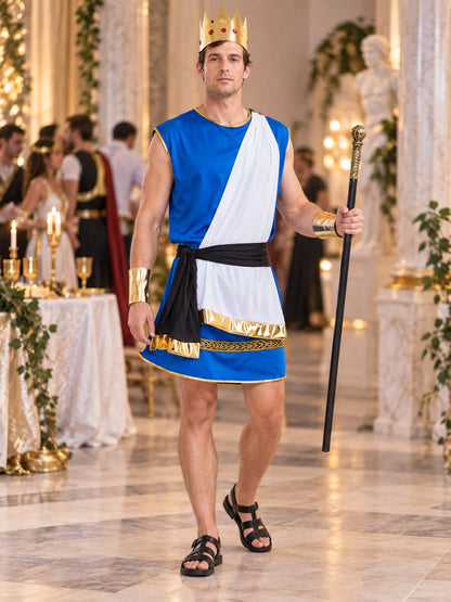 Zeus Carnival Costume with Tunic, Crown, and Armbands