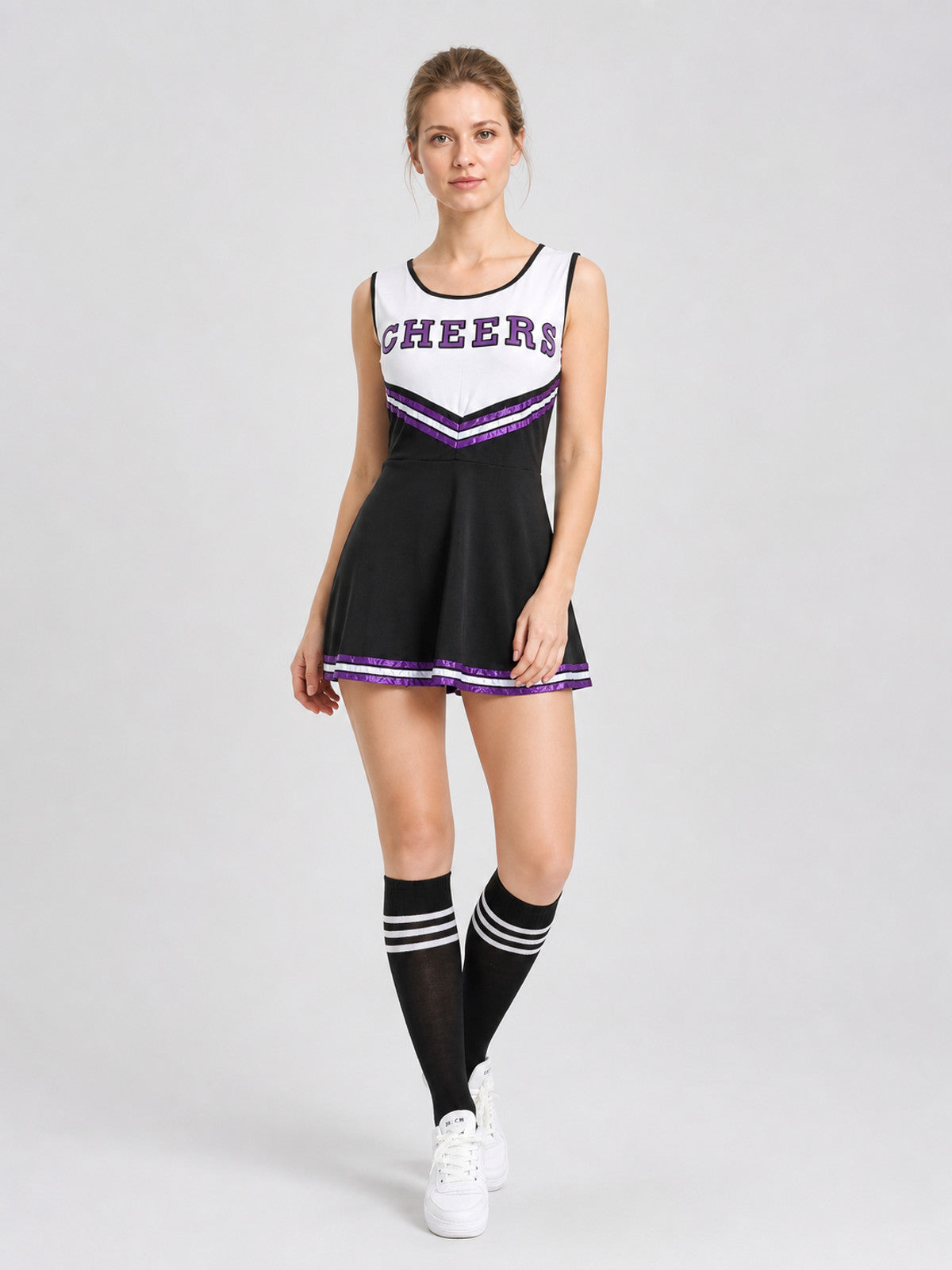 “Cheers” Cheerleading Dress with Striped Knee-High Socks product detail