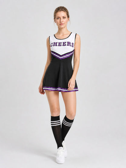 “Cheers” Cheerleading Dress with Striped Knee-High Socks product detail