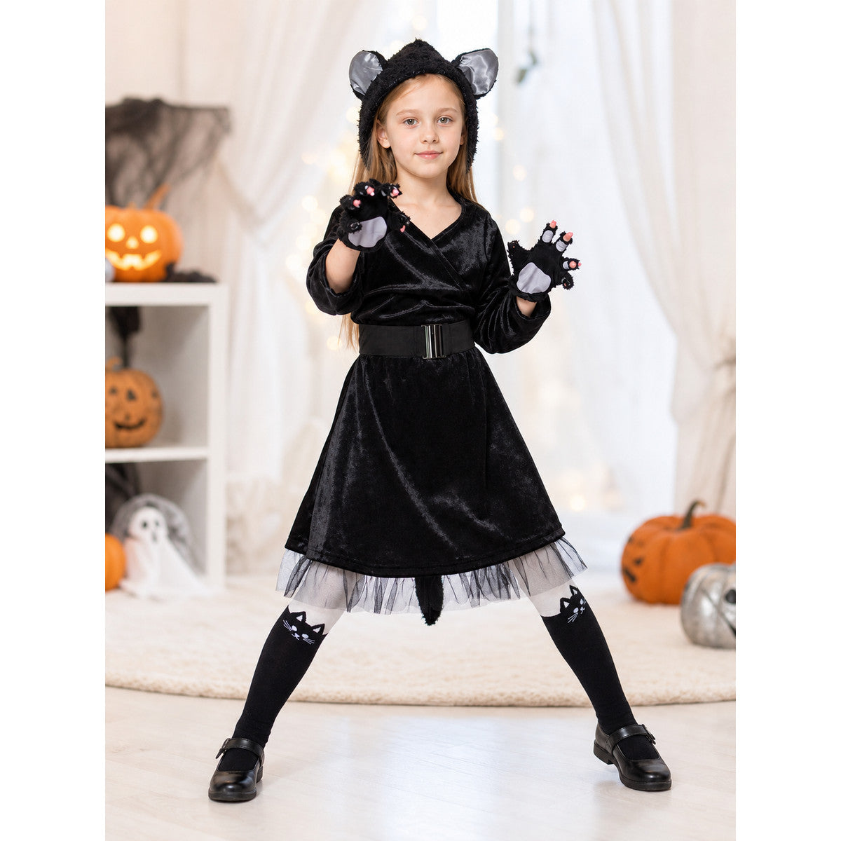 Black Cat Carnival Costume with Hood lifestyle view