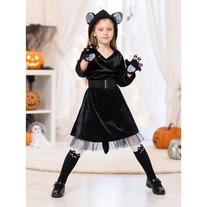 Black Cat Carnival Costume with Hood lifestyle view