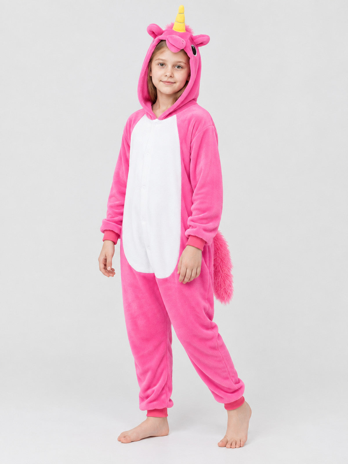 Flannel Hooded Pajama Jumpsuit with Horn and Ears