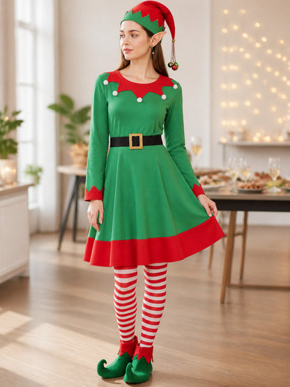 Green Christmas Elf Cosplay Set