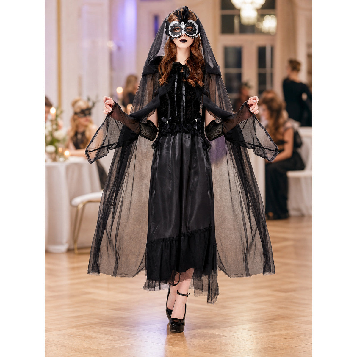 Vampire Costume with Dress and Cape, Gothic Look