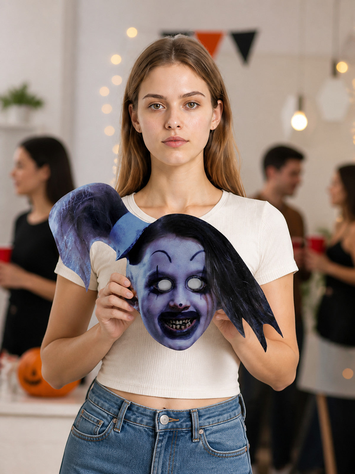 Scary Clown Carnival Mask for Halloween and Cosplay lifestyle view
