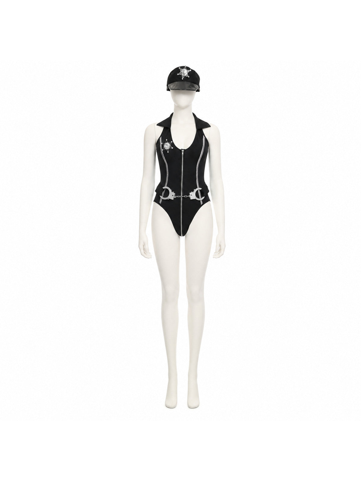 Sleeveless Police Costume with Zipper and Handcuffs Costumes detail
