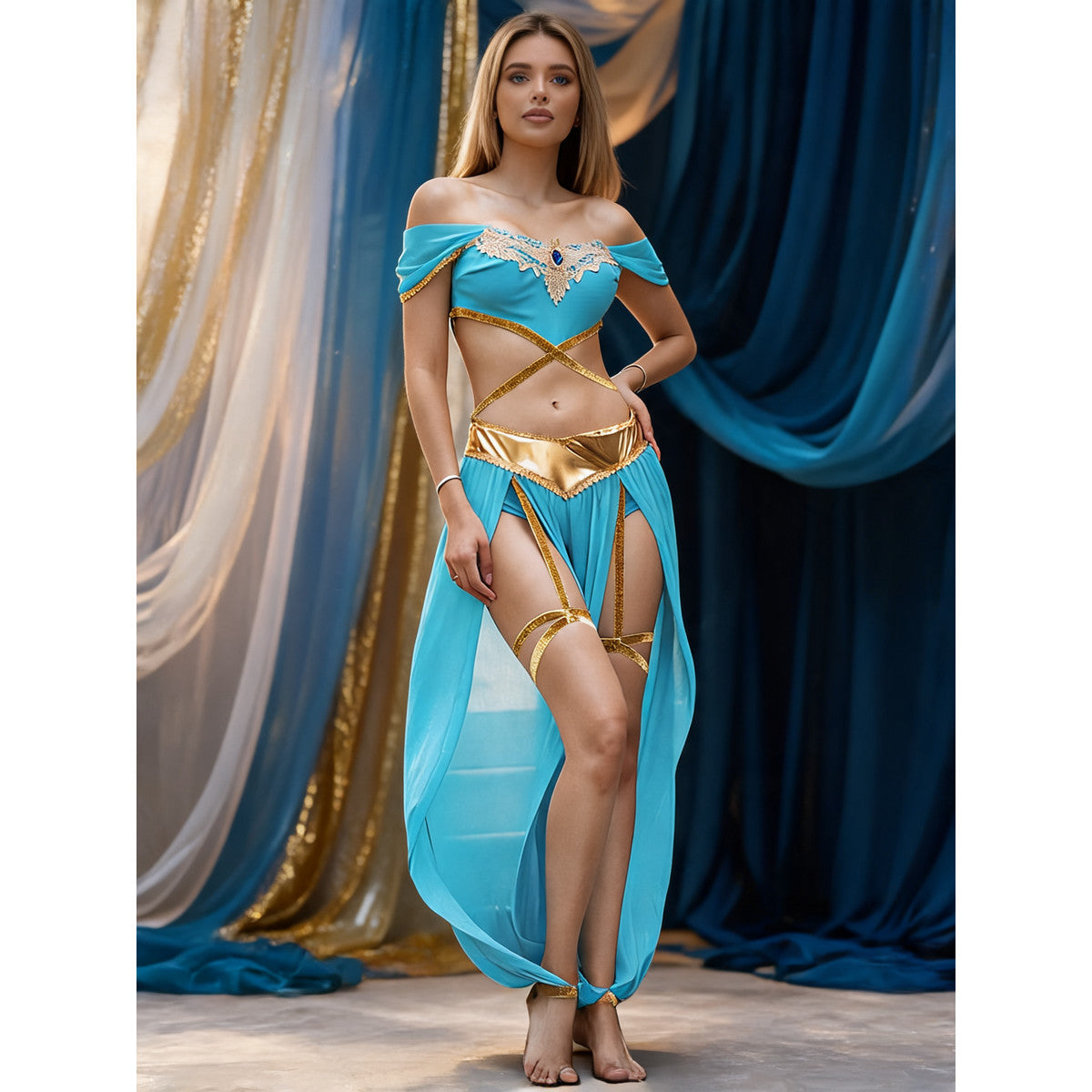 Sky Blue Princess-Style Dress for Carnival and Party lifestyle view