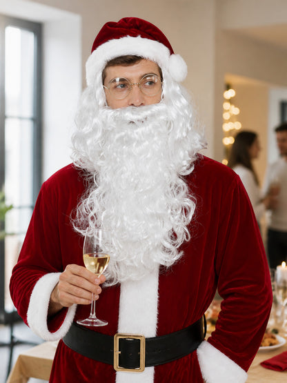 White Carnival Wig with Beard for a Santa Claus Look lifestyle view