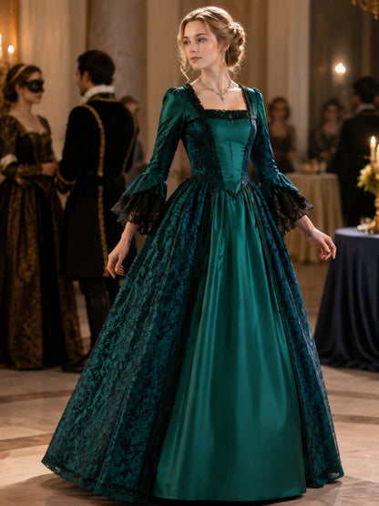 Medieval Dress with Full Skirt and Lace lifestyle view
