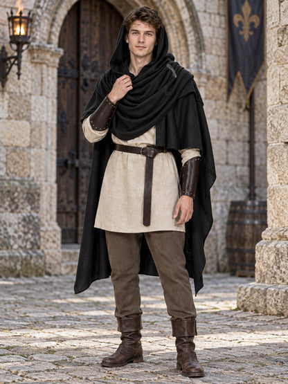 Adult cape: a loose sleeveless top layer that is draped over the shoulders over