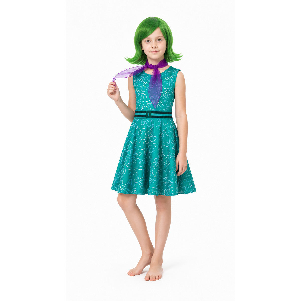 Inside Out 2 Cosplay Dress with Belt Costume Dresses detail